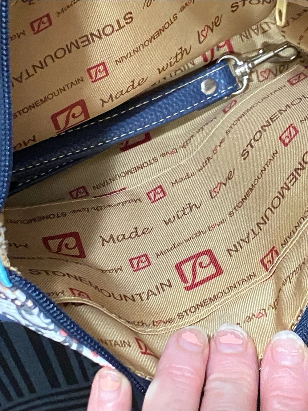 Stone Mountain Sydney Bag Crossbody Wristlet paisley leather blue NWT